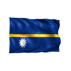 Nauru national flag on white background.