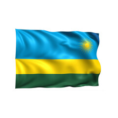 Rwanda national flag on white background.