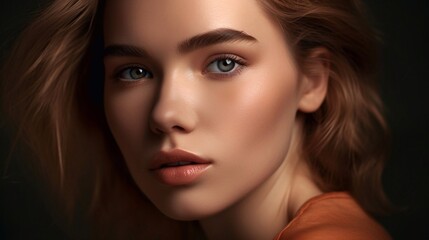 Naklejka premium Portrait of beautiful woman. Beauty, skincare, skincare cosmetics.