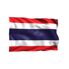 Thailand national flag on white background.