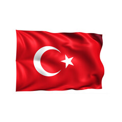 Turkey national flag on white background.