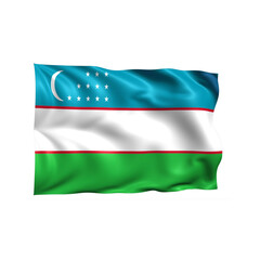 Uzbekistan national flag on white background.