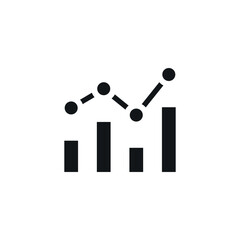 Graph chart simple glyph icon. Vector solid isolated black illustration.