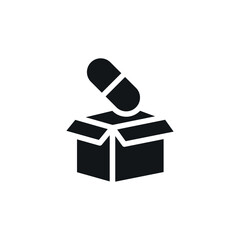 Medicines delivery simple glyph icon. Vector solid isolated black illustration.