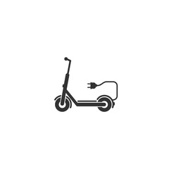 Vector electric scooter white icon design on gray background