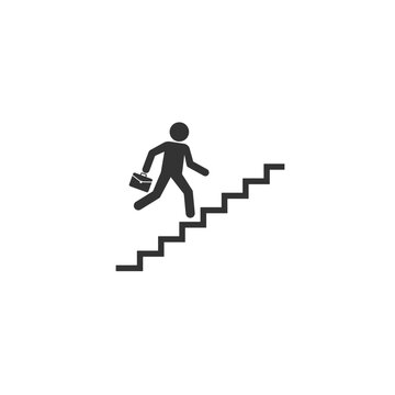 Up the ladder stickman figure person people human pictogram image vector icon