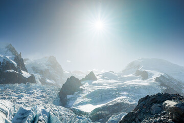 Glacier des Bossons seen from La Jonction in Chamonix