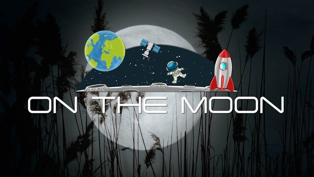 Space Travel Animated Astronaut on the Moon Title Intro