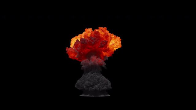 A huge nuclear bomb explosion Realistic animation of an atomic bomb explosion with fire, effect background footage, motion graphics, overlay 4K drag-and-drop editing software blending modes