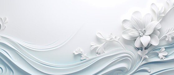 Abstract background with white flowers and leaves.