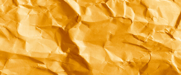 Vector crumpled cream paper background texture, creased craft light brown color recyclable organic paper bag texture background.
