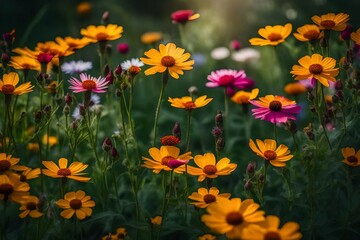 Fototapeta premium Photograph a garden alive with butterflies flitting among the flowers, aiming to portray their delicate beauty in a way that echoes the softness of watercolor art