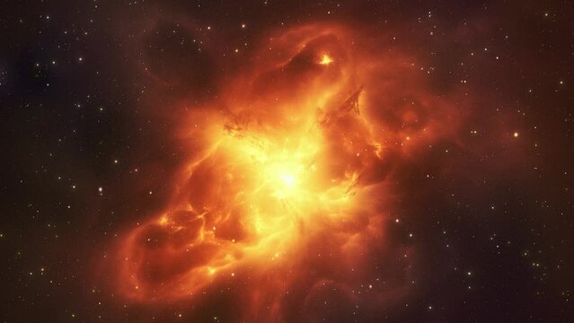 A cosmic nebula of gases and dust that glows in different colors.