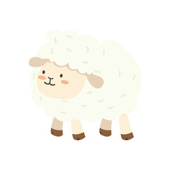 Cute white little sheep cartoon