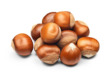 Obraz premium Hazelnuts isolated. Cut out on transparent