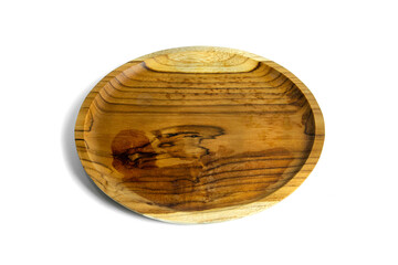 teak wood plate on white background
