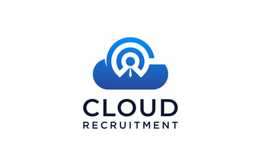 Fototapeta premium recruitment cloud negative space modern logo design