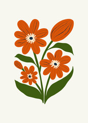 Floral abstract elements. Botanical composition. Modern trendy Matisse minimal style. Floral poster, invite. Vector arrangements for greeting card or invitation design