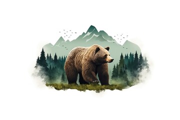Bear Skin With Natural Mountain Wildlife Concept