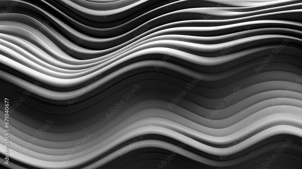 Poster an abstract background with wavy lines in grey and white colors. generative ai