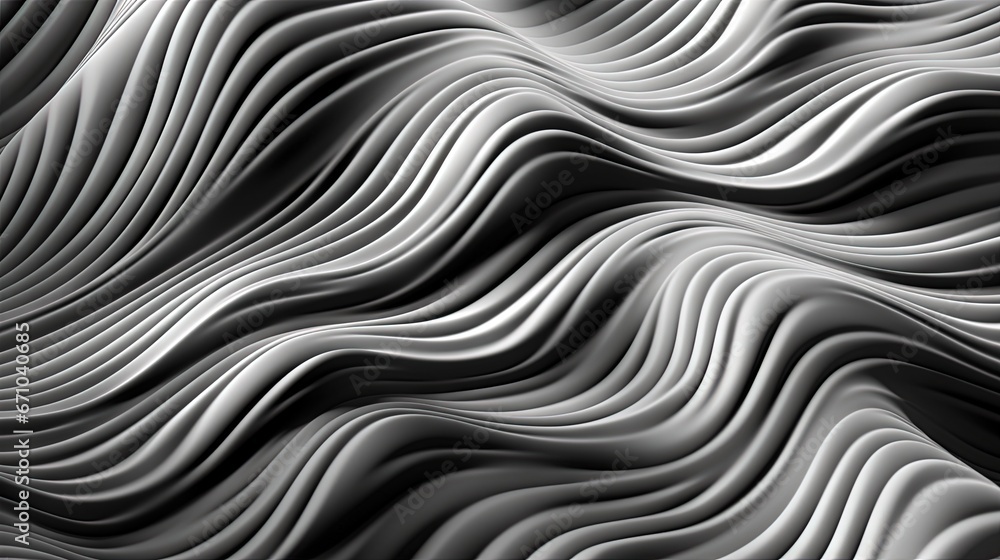 Poster an abstract background with wavy lines and curves in grey and white. generative ai