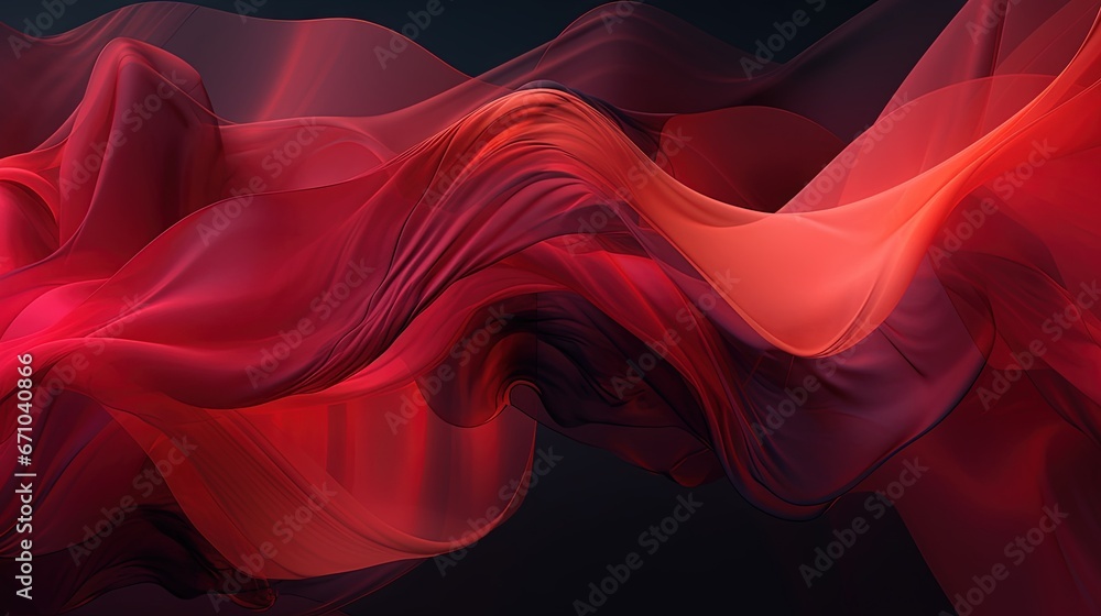 Poster a red and black background with a wavy pattern on it. generative ai