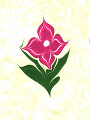 marbling art red tulip drawing pattern