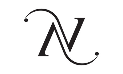 Letter V and N alphabet symbol design vector