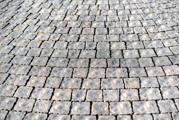 vintage stone tile road without people