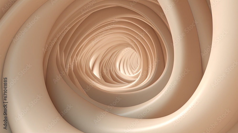 Aufkleber an abstract image of a spiral design in beige and white. generative ai