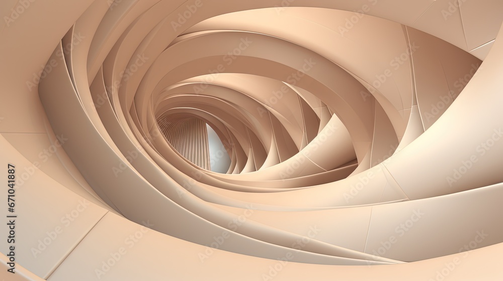 Poster an abstract photo of a spirally structure with a white background. generative ai