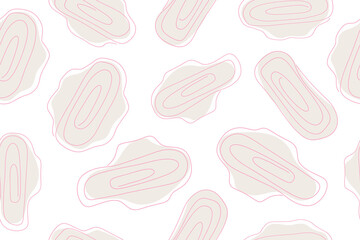 Seamless vector pattern. Background for gynecology theme. Women's pads with wings pattern on white background. Sanitary napkin for girl's periods and hygiene. Vector - obrazy, fototapety, plakaty