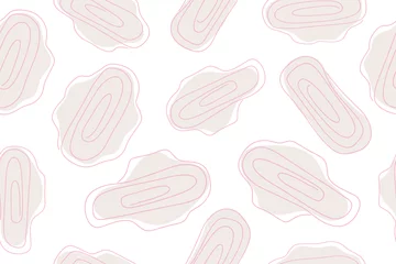 Foto op Canvas Seamless vector pattern. Background for gynecology theme. Women's pads with wings pattern on white background. Sanitary napkin for girl's periods and hygiene. Vector © OLiAN_ART