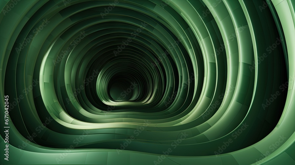 Aufkleber an abstract green background with a spiral design in the center. generative ai
