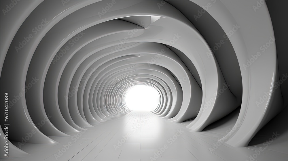 Poster a tunnel with a light at the end of the tunnel. generative ai