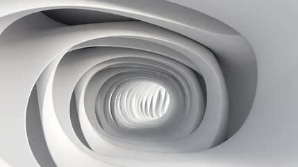  a white tunnel with a light at the end of it.  generative ai