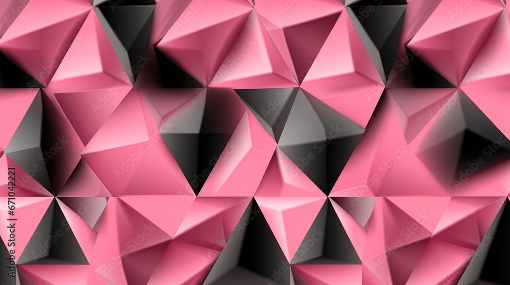 Poster a pink and black background with many different shapes and sizes. generative ai