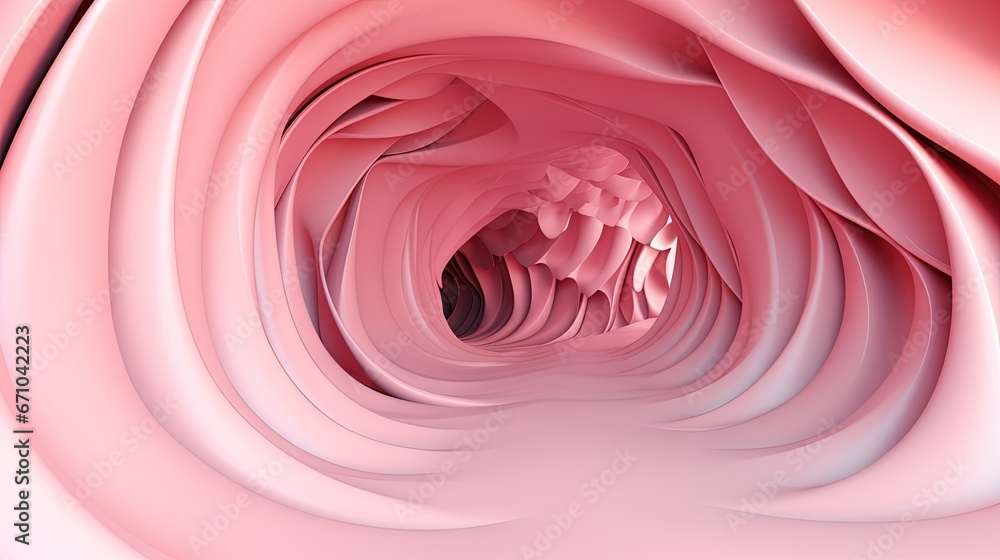 Poster an abstract pink background with a spiral design in the center. generative ai