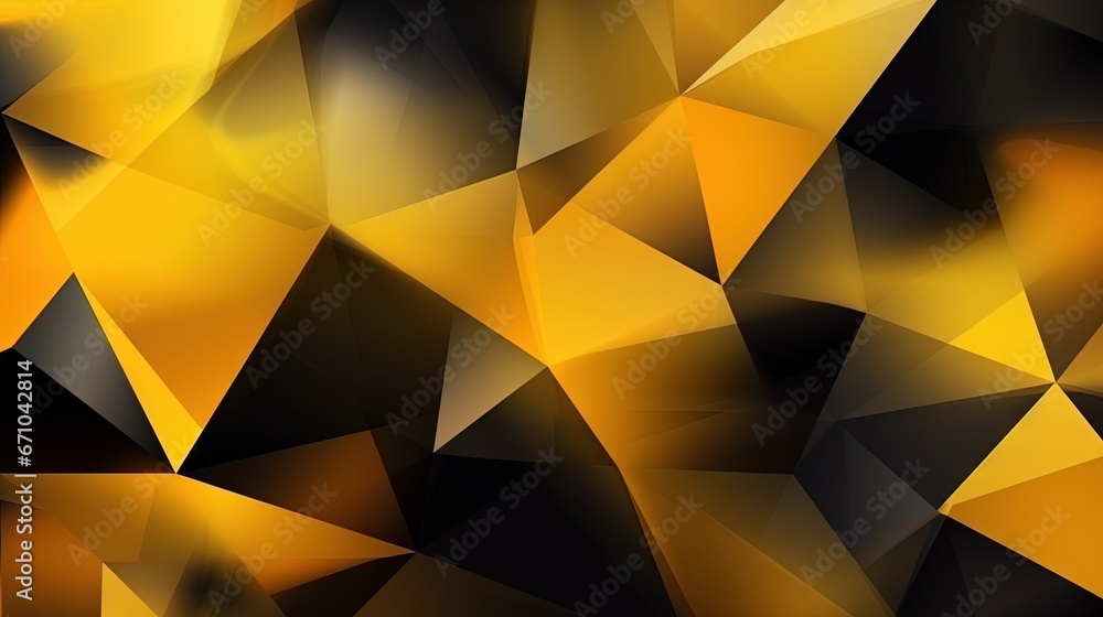 Aufkleber an abstract background of yellow and black triangles with a black background. generative ai