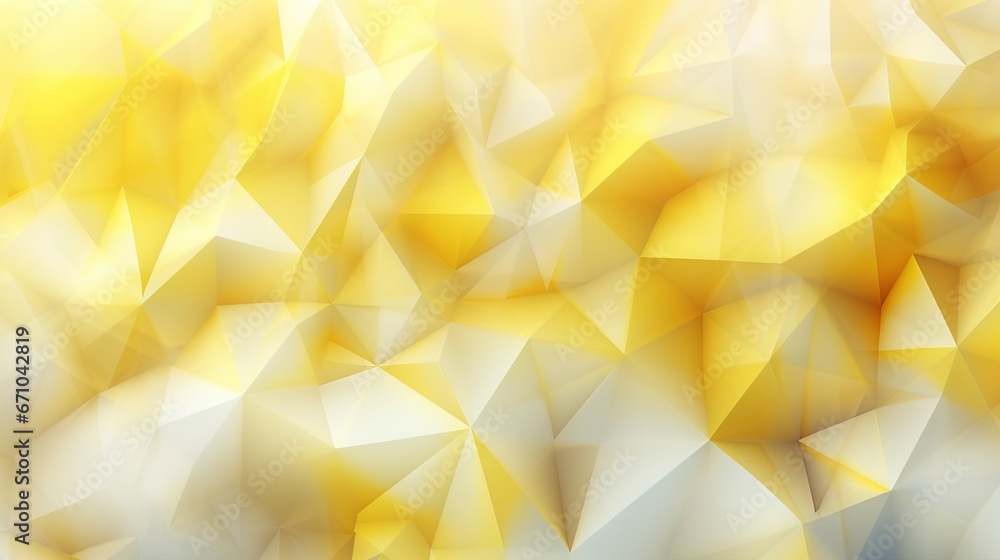 Poster a yellow and white abstract background with a lot of small triangles. generative ai