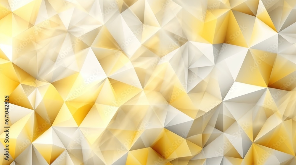 Poster an abstract yellow and white background with a lot of small triangles. generative ai