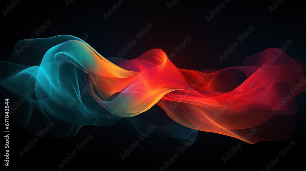 Poster a colorful abstract background with a black background and red and blue smoke. generative ai
