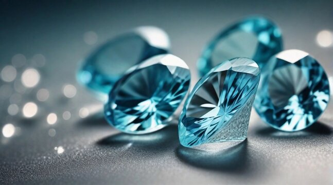 Portrait of sparkling Aquamarines against textured background, background image, AI generated
