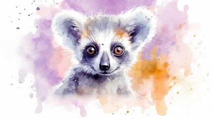  a watercolor painting of a small animal on a white background.  generative ai