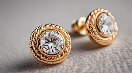 Naklejka premium Portrait of Stud Earrings against textured background, background image, AI generated
