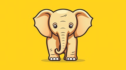  a cartoon elephant standing on a yellow background with a yellow background.  generative ai