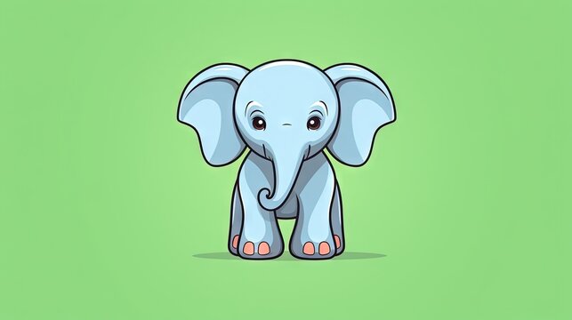 an elephant with a sad look on its face on a green background.  generative ai