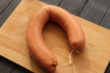 a ring of Lyon sausage from the grill
