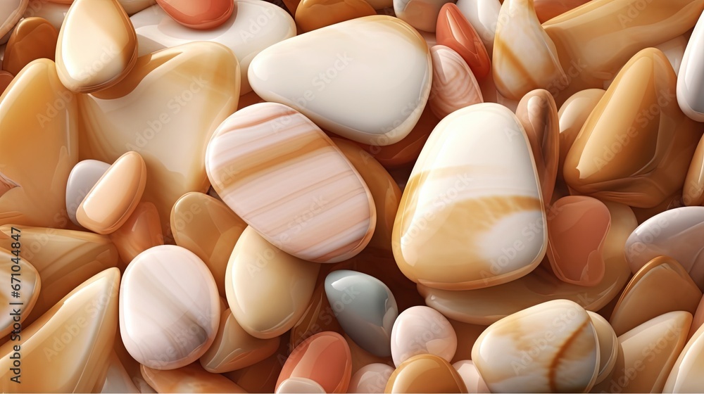 Poster a pile of rocks with different colors and shapes on them. generative ai