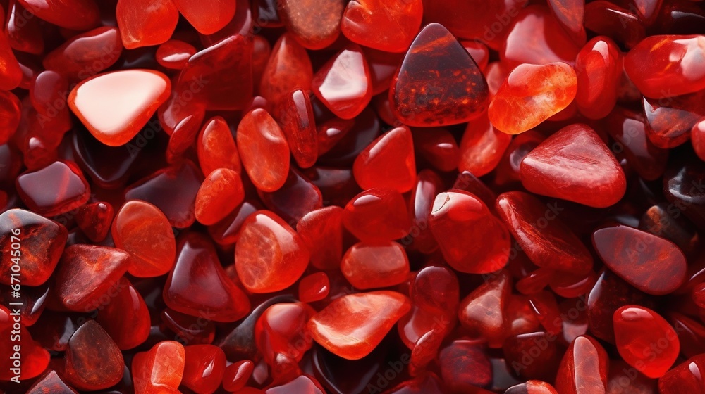Poster a close up of a bunch of red rocks and pebbles. generative ai